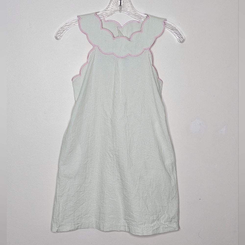 Gabby green + white seersucker girls sleeveless dress size 10